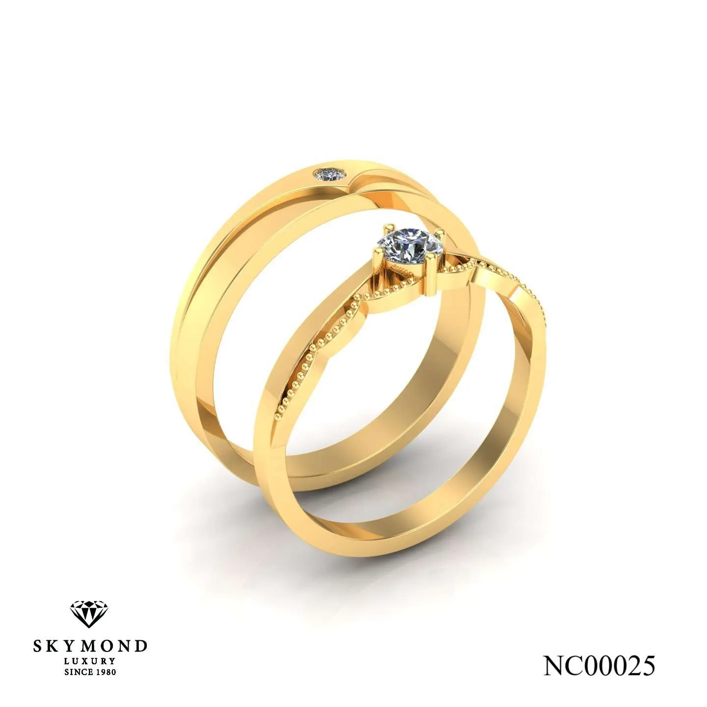 Nhẫn Cưới Vàng Vàng (14k-18k) Thiết Kế NC00025