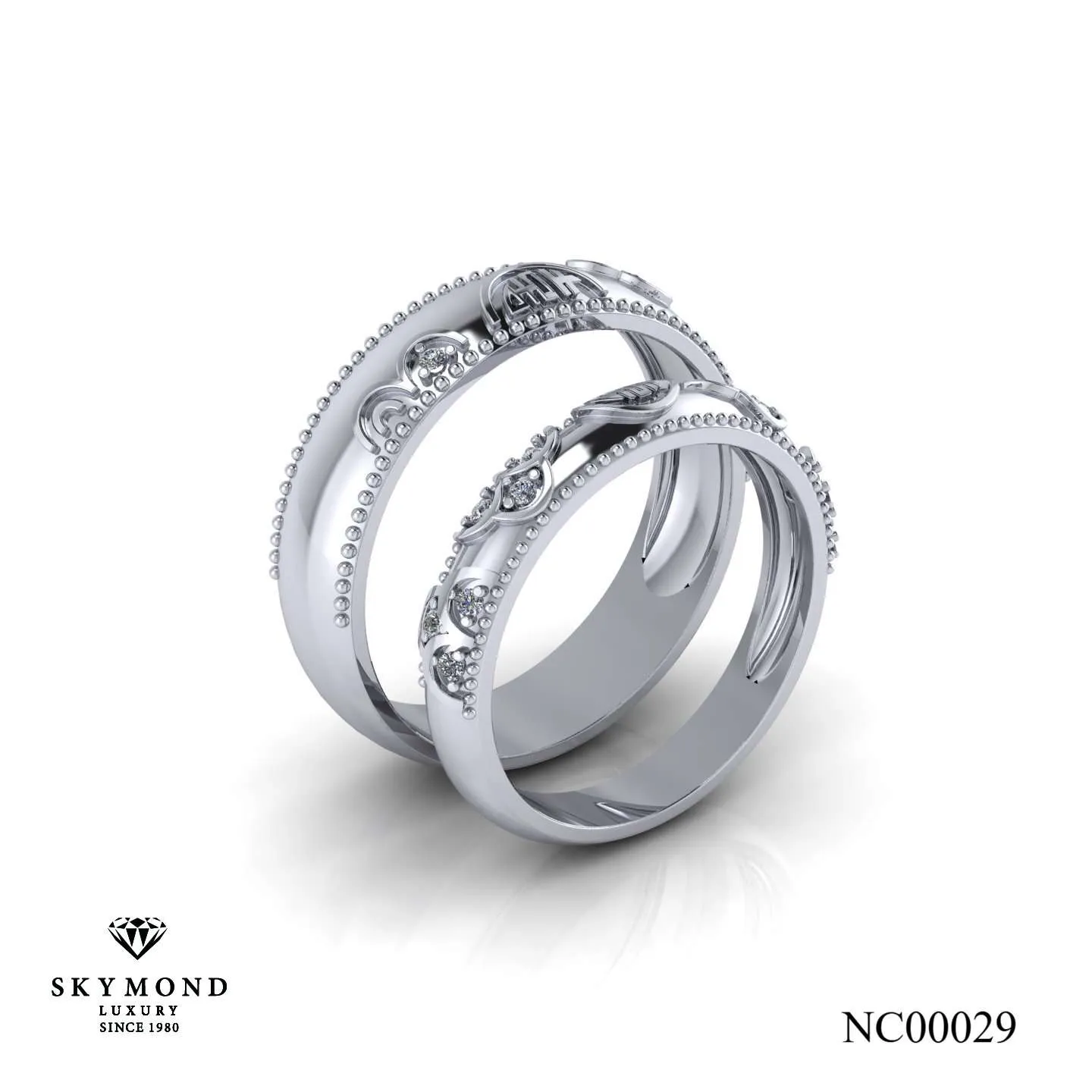 Nhẫn Cưới Vàng Trắng (14k - 18k) Thiết Kế NC00029