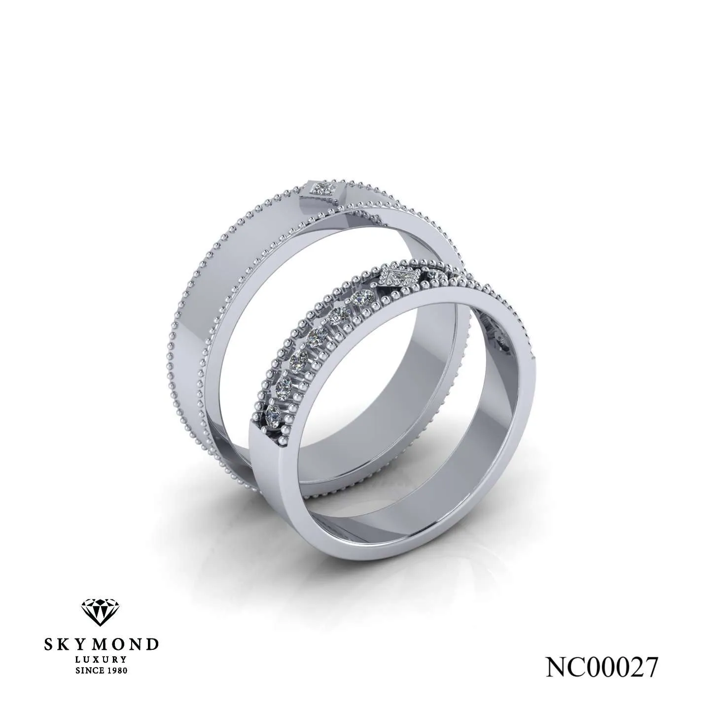 Nhẫn Cưới Vàng Trắng (14k - 18k) Thiết kế NC00027