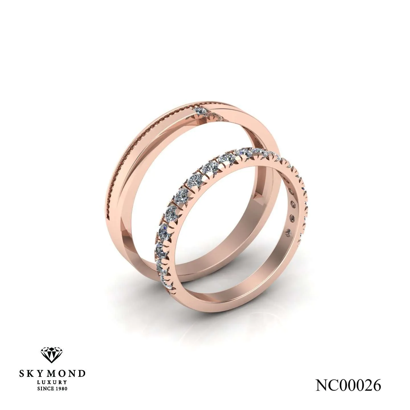 Nhẫn Cưới Vàng Hồng (14k - 18k) Thiết Kế NC00026