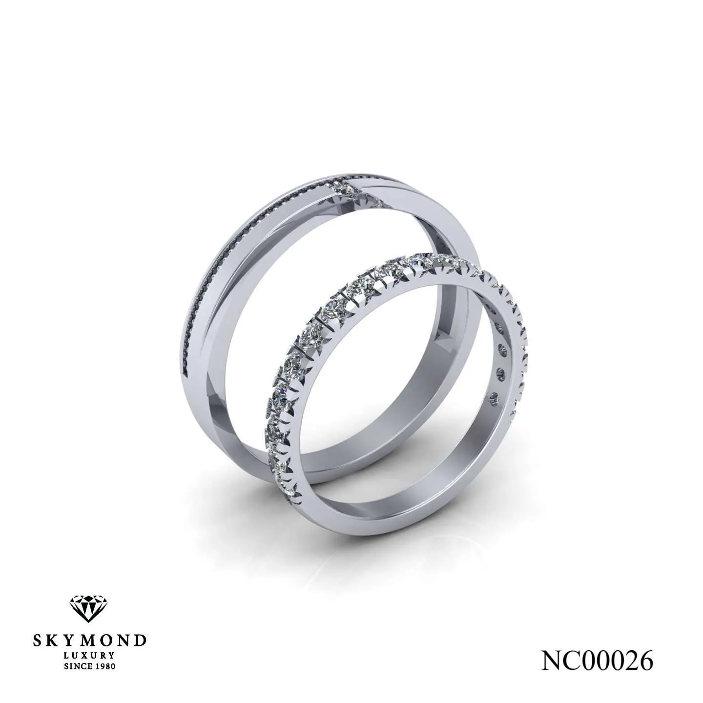 Nhẫn Cưới Vàng Trắng NC00026