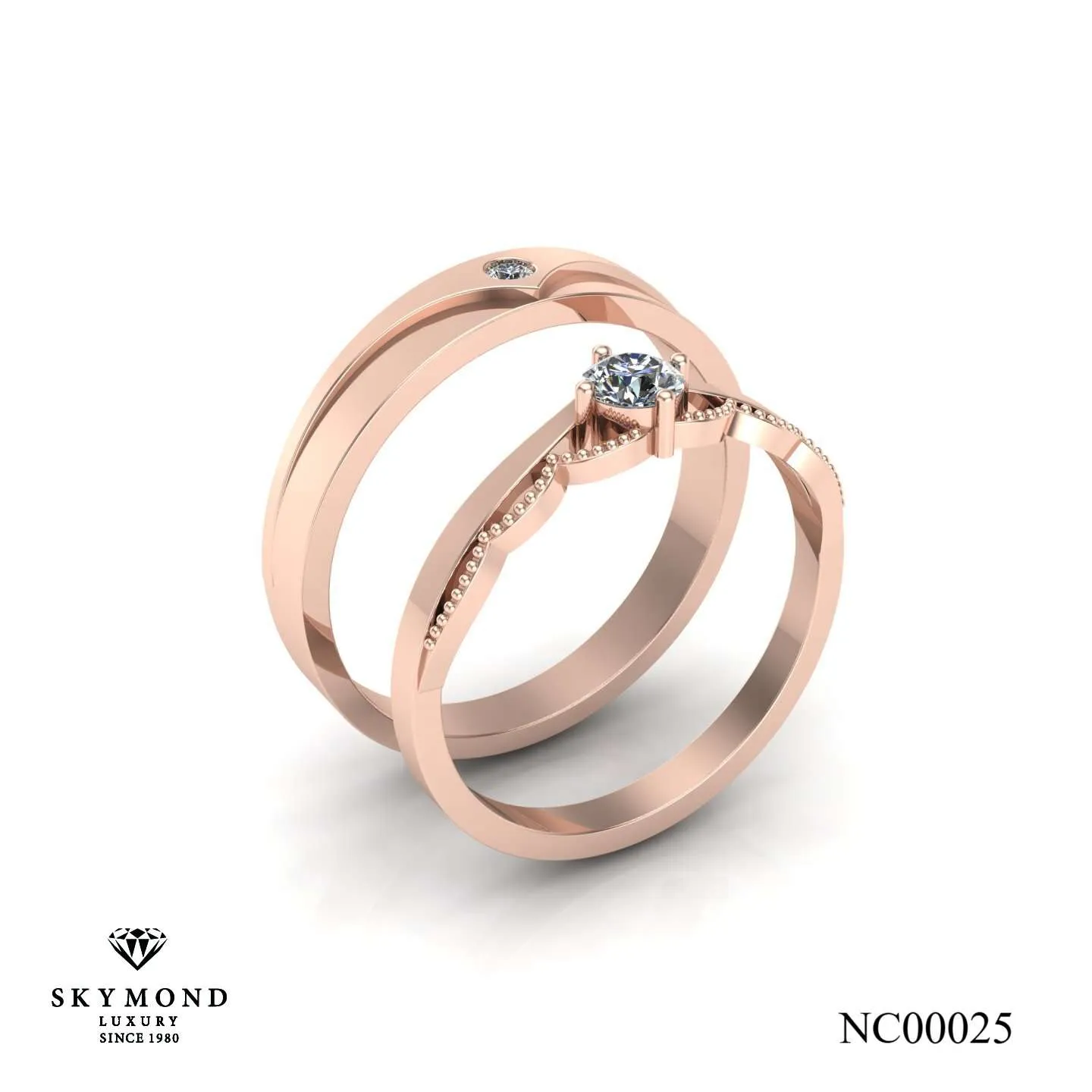 Nhẫn Cưới Vàng Hồng (14k - 18k) Thiết Kế NC00025