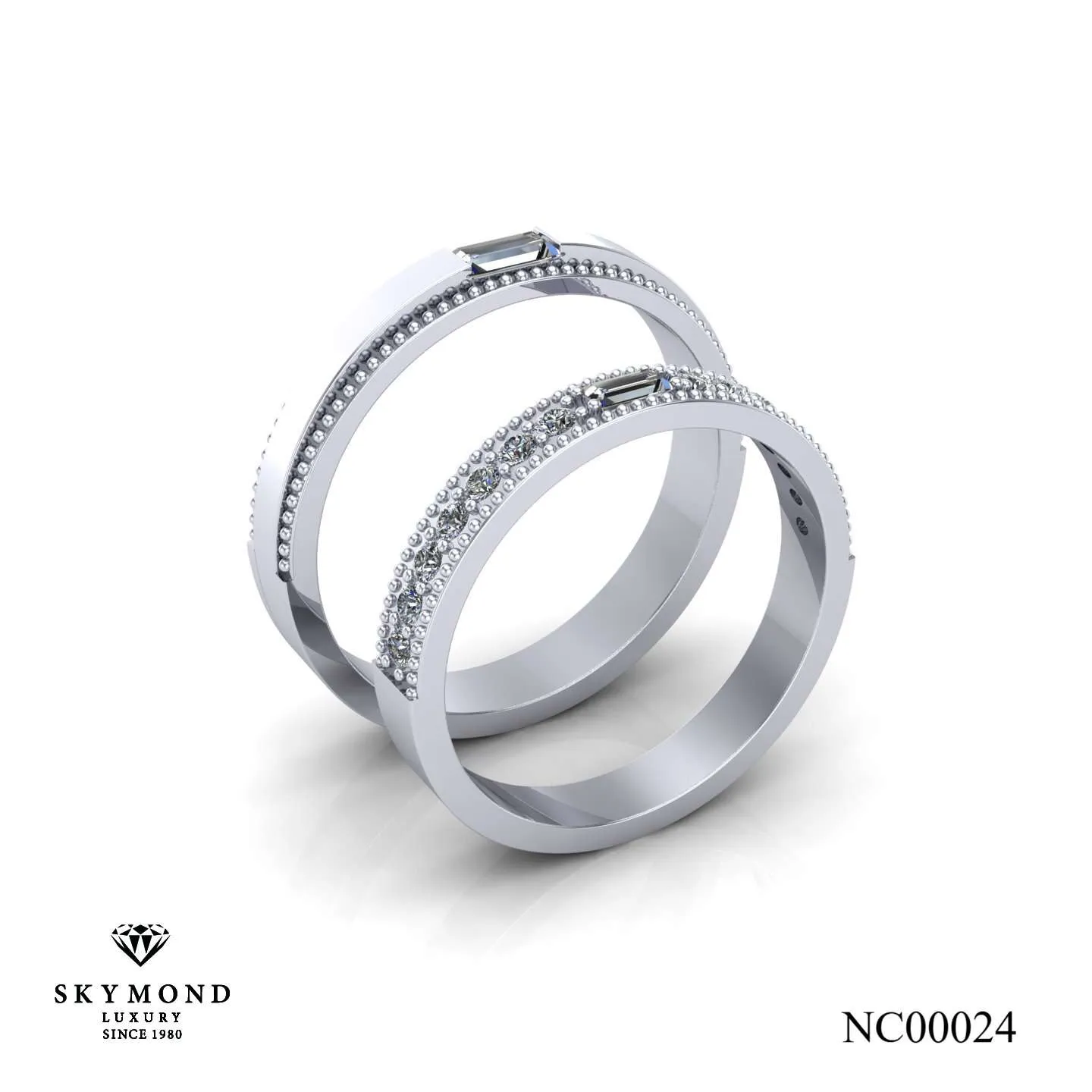 Nhẫn Cưới Vàng Trắng (14k - 18k) Thiết Kế NC00024