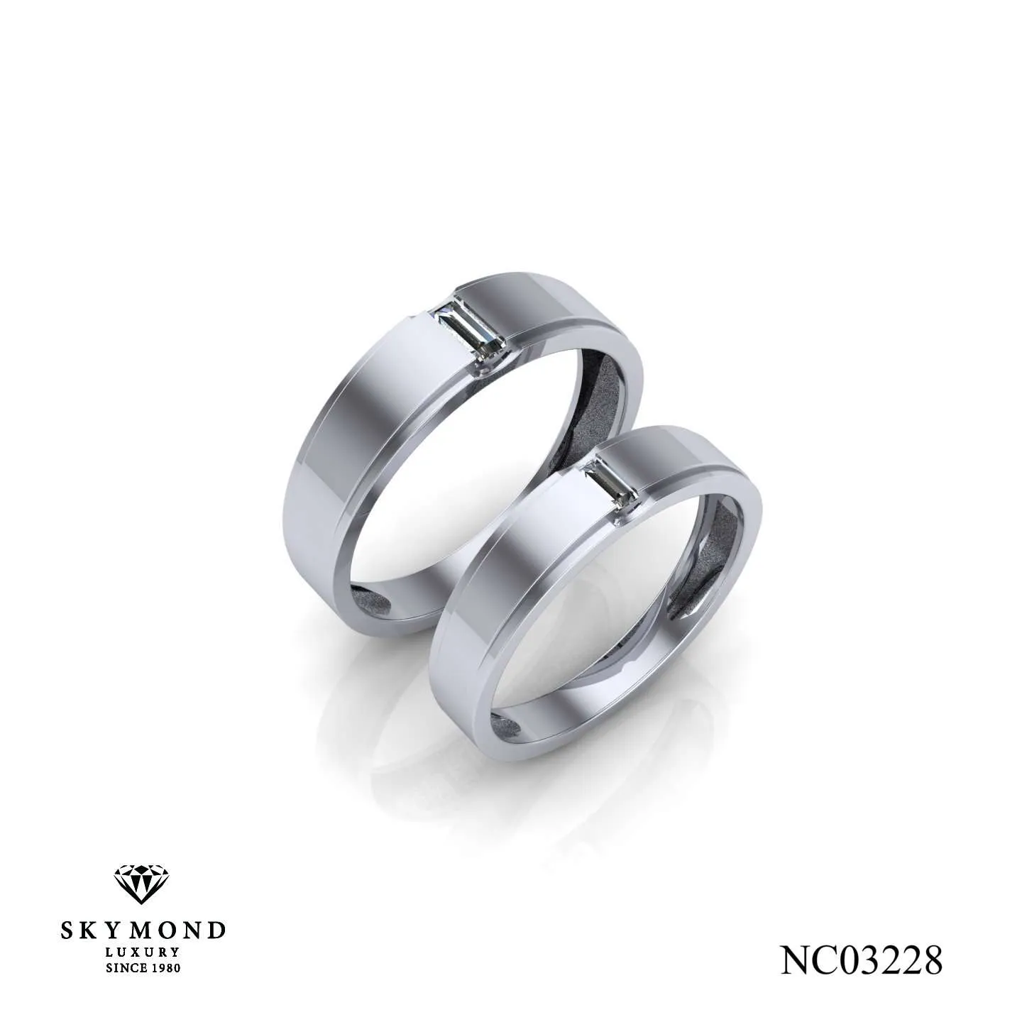 Nhẫn Cưới Vàng Trắng (14k - 18k) Thiết Kế NC03228