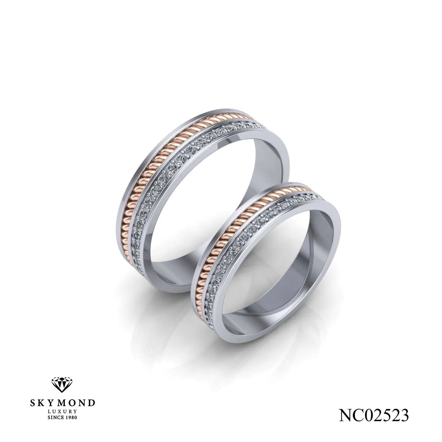 Nhẫn Cưới Vàng Trắng (14k - 18k) Thiết Kế NC02523