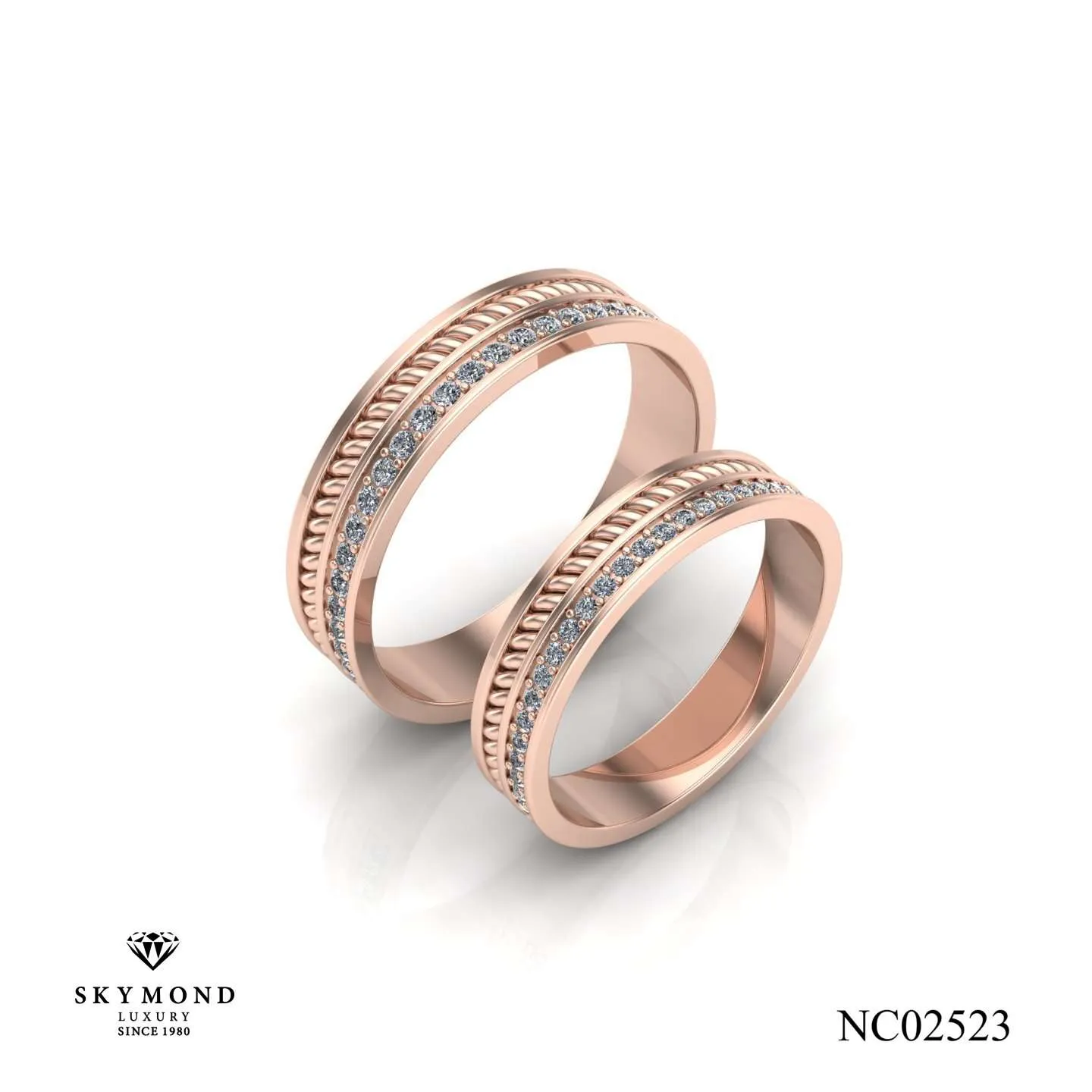 Nhẫn Cưới Vàng Hồng (14k - 18k) Thiết Kế NC02523