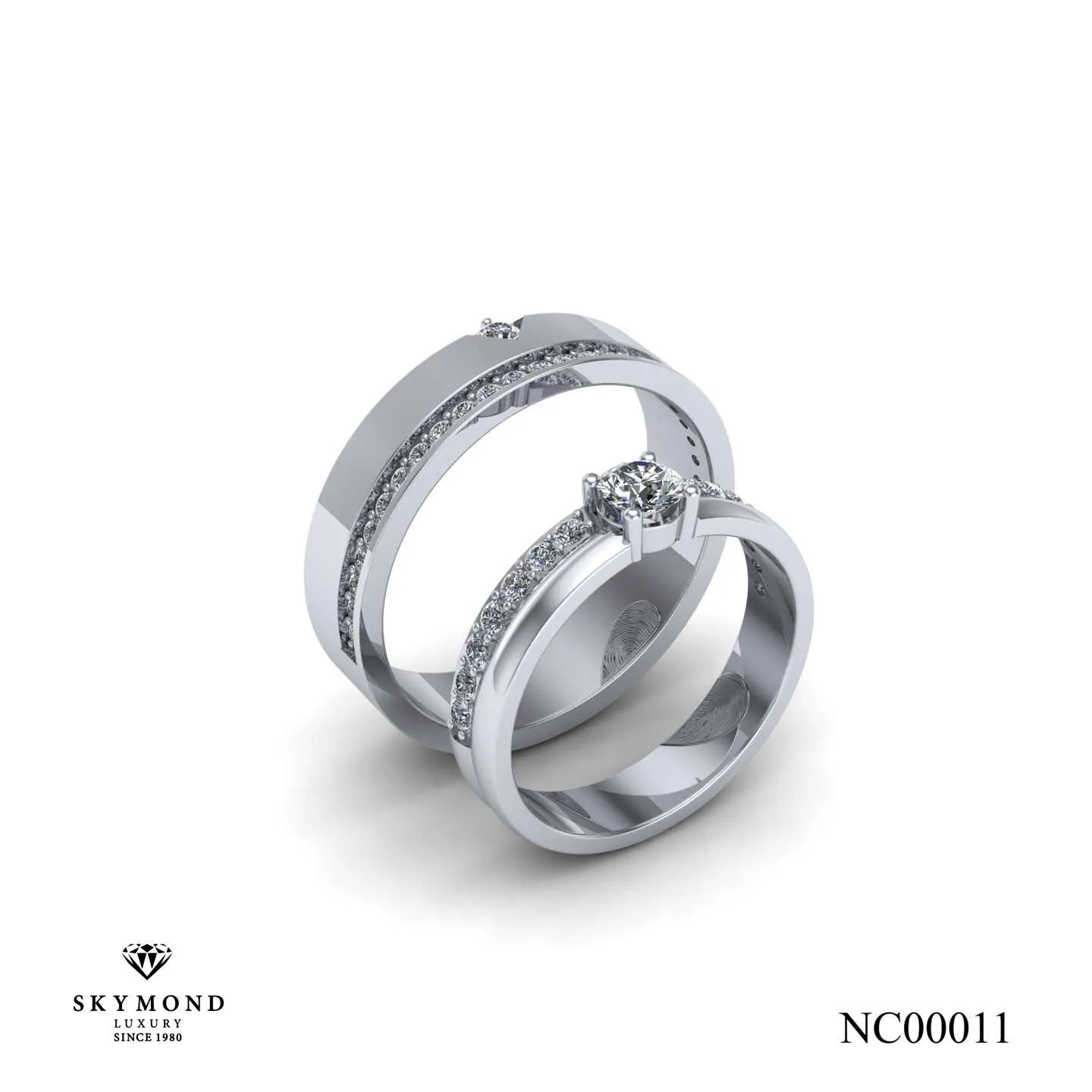 Nhẫn Cưới Vàng Trắng (14k - 18k) Thiết Kế NC00011