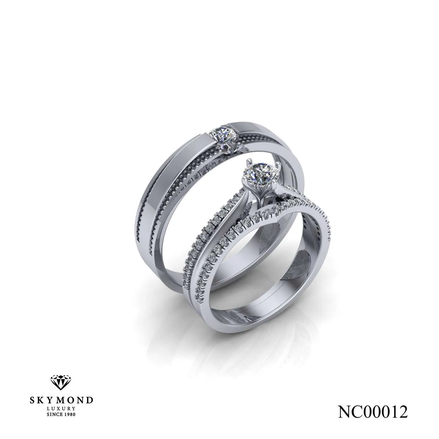 Nhẫn Cưới Vàng Trắng (14k - 18k) Thiết Kế NC00012