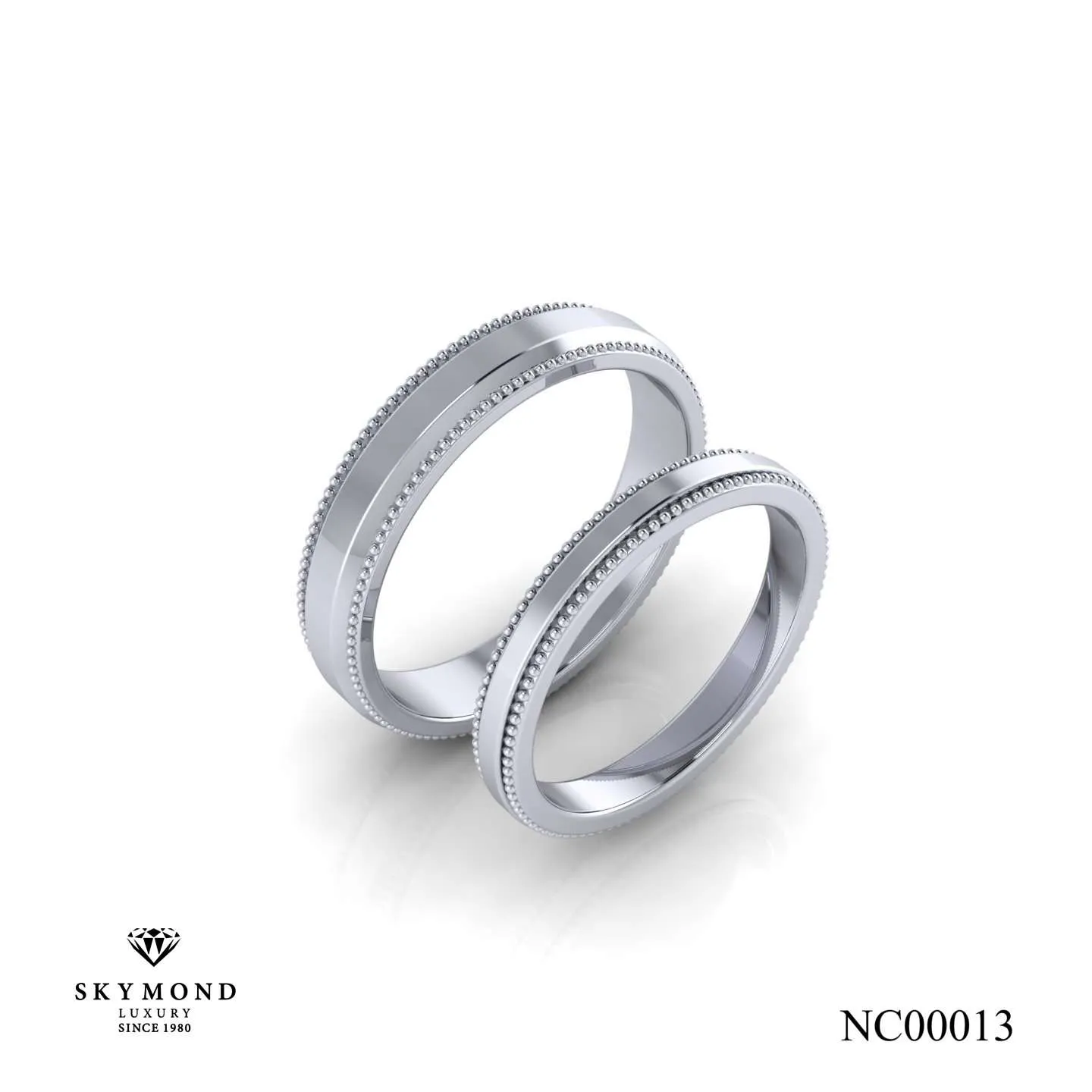 Nhẫn Cưới Vàng Trắng (14k - 18k) Thiết Kế NC00013