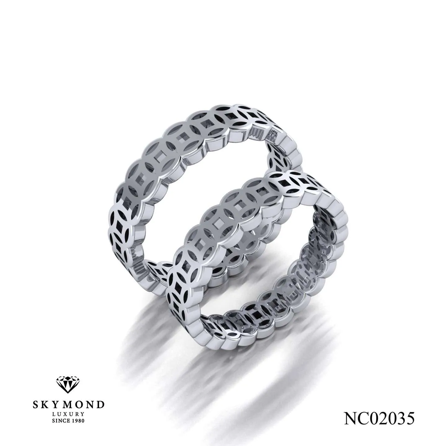 Nhẫn Cưới Vàng Trắng (14k - 18k) Thiết Kế NC02035