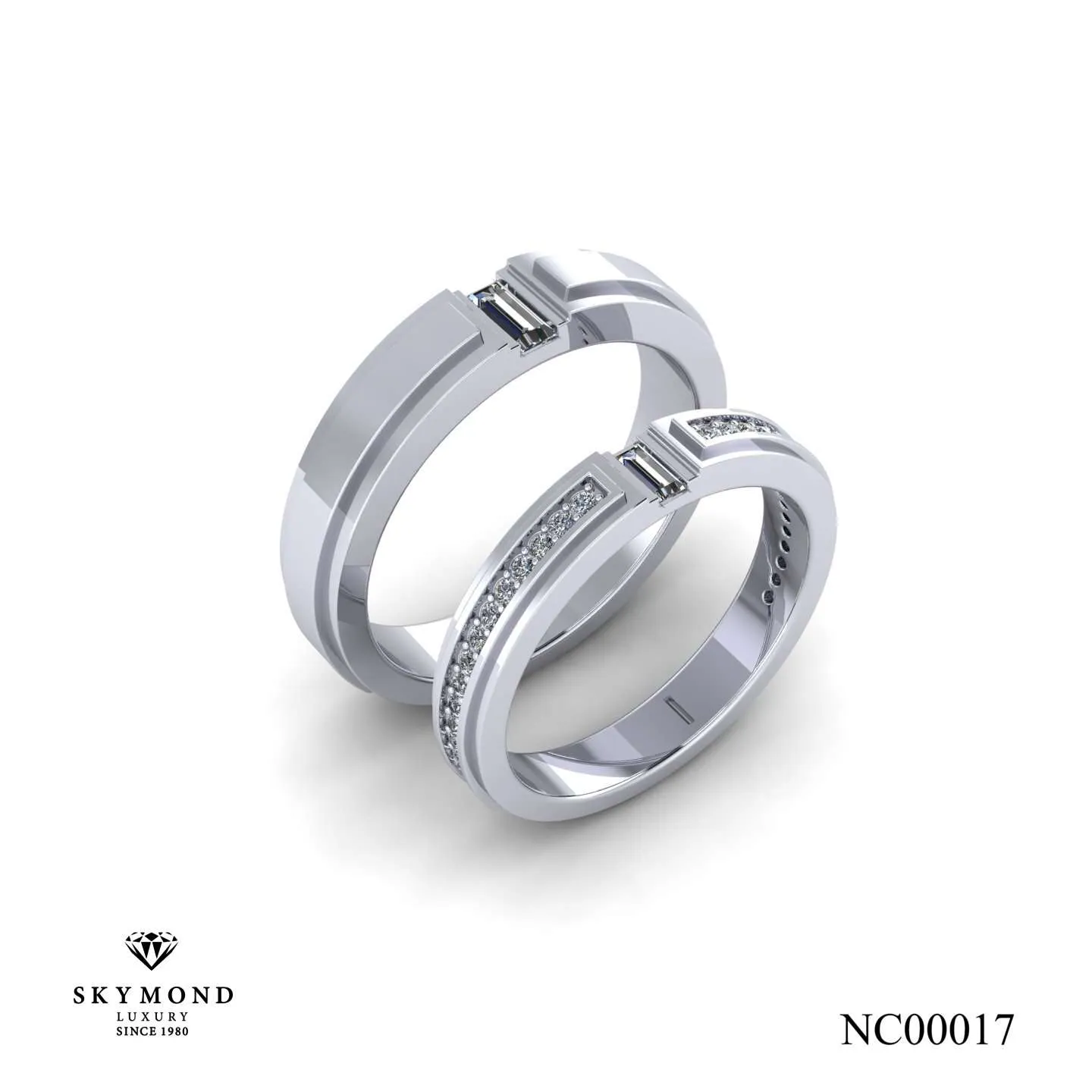 Nhẫn Cưới Vàng Trắng (14k - 18k) Thiết Kế NC00017