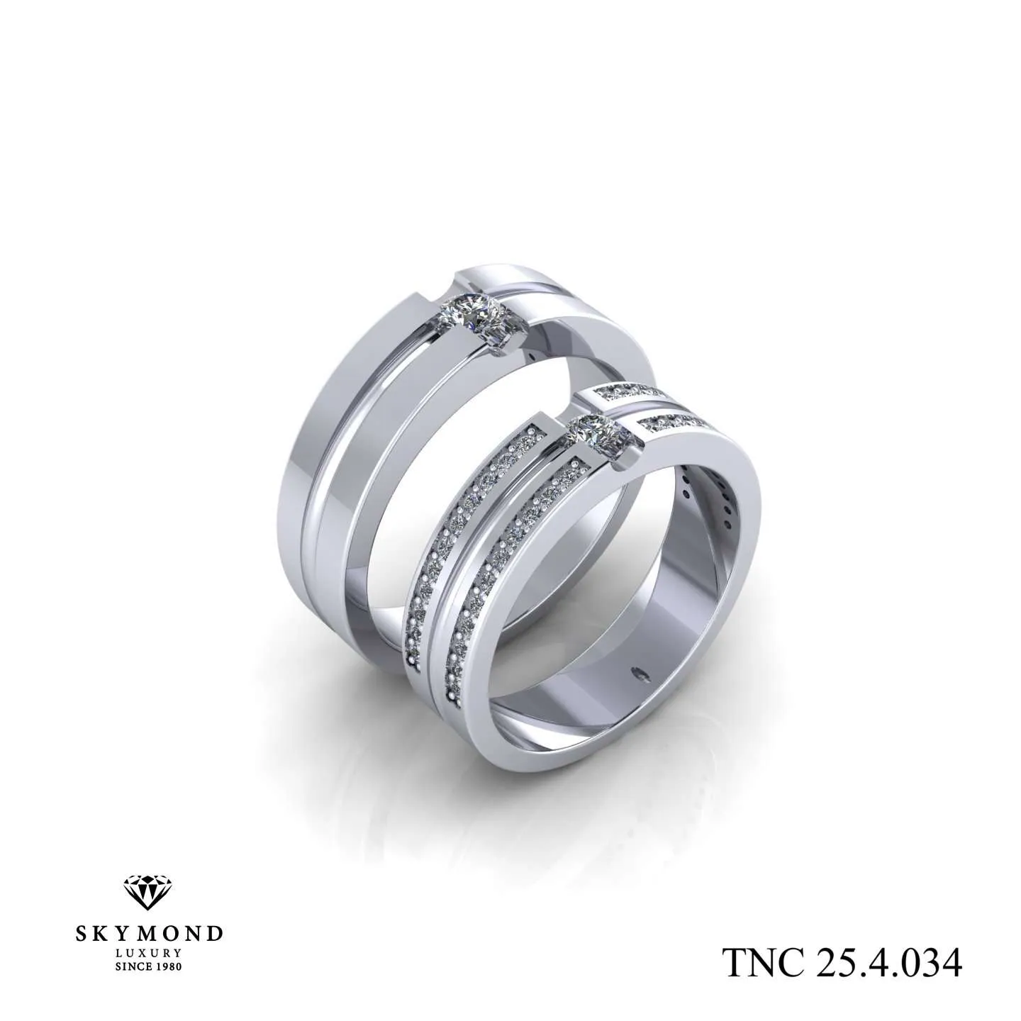 Nhẫn Cưới Vàng Trắng (14k - 18k) Thiết Kế TNC 25.4.034