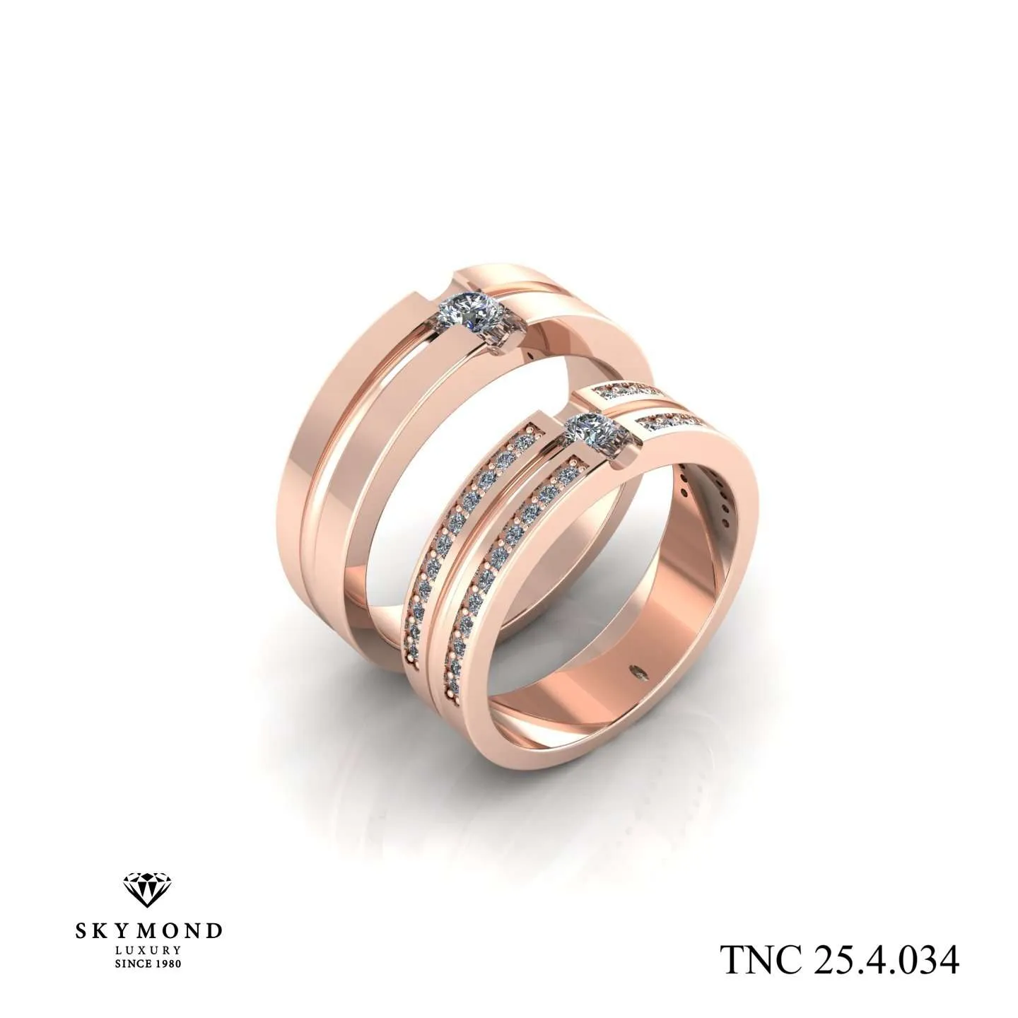 Nhẫn Cưới Vàng Hồng (14k - 18k) Thiết Kế TNC 25.4.034