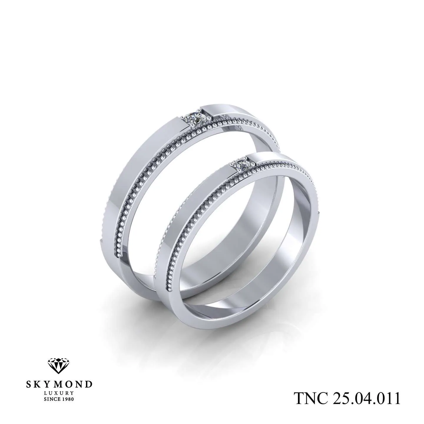 Nhẫn Cưới Vàng Trắng (14k - 18k) Thiết Kế TNC 25.04.011