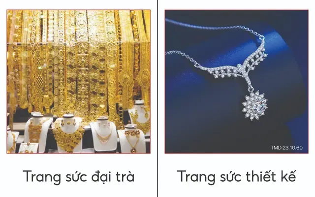 trang sức thiết kế và trang sức đại trà