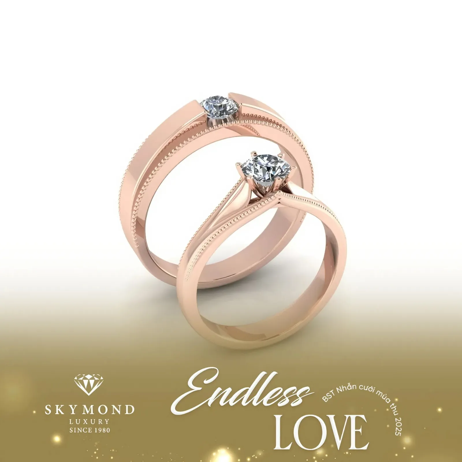 nhẫn cưới vàng hồng skymond