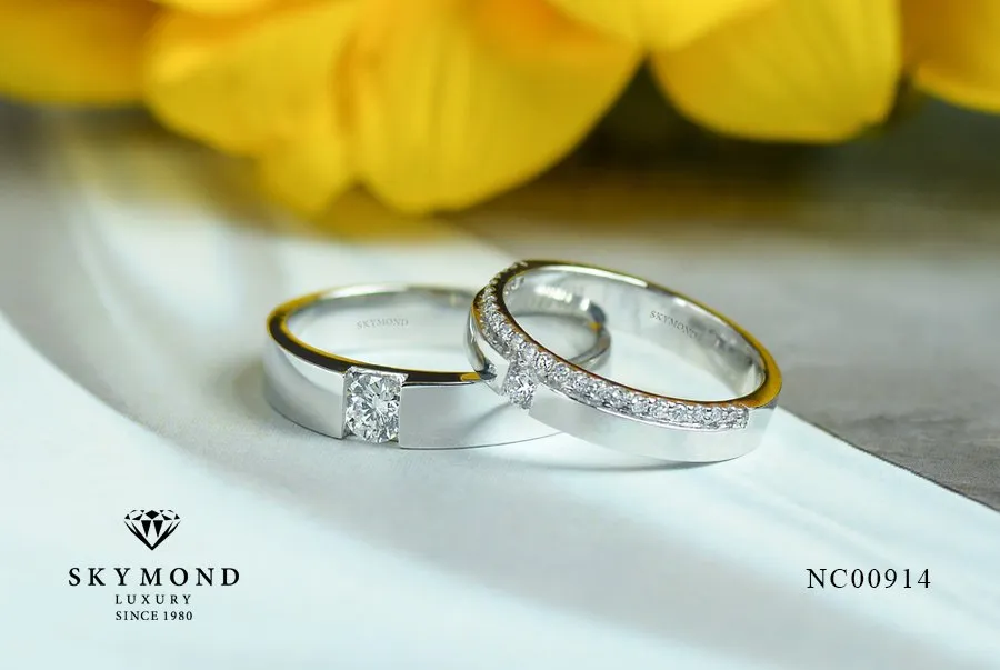 cặp nhẫn cưới platin thiết kế độc bản