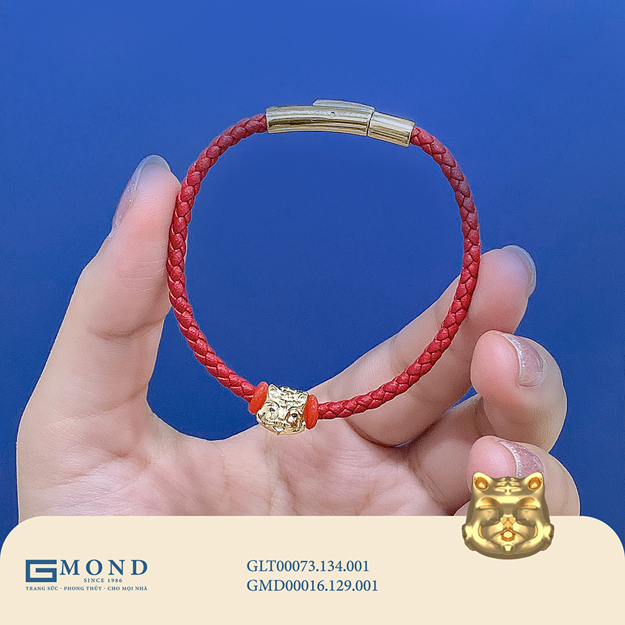 Vòng tay chỉ đỏ charm hổ vàng (Kim Dần)