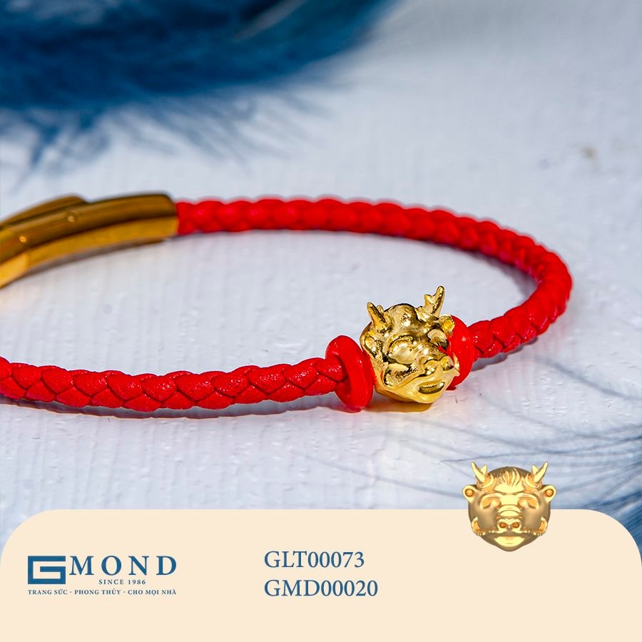 Vòng tay chỉ đỏ charm rồng vàng (Kim Thìn)