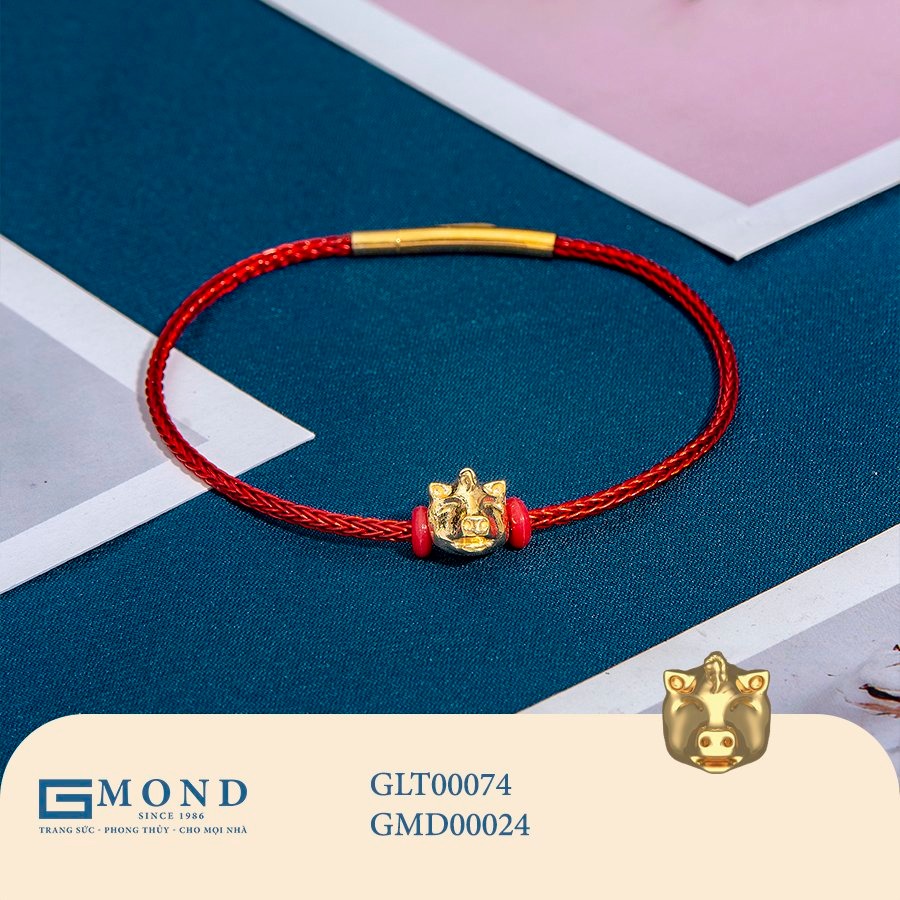 Vòng tay chỉ đỏ charm ngựa vàng (Kim Ngọ)