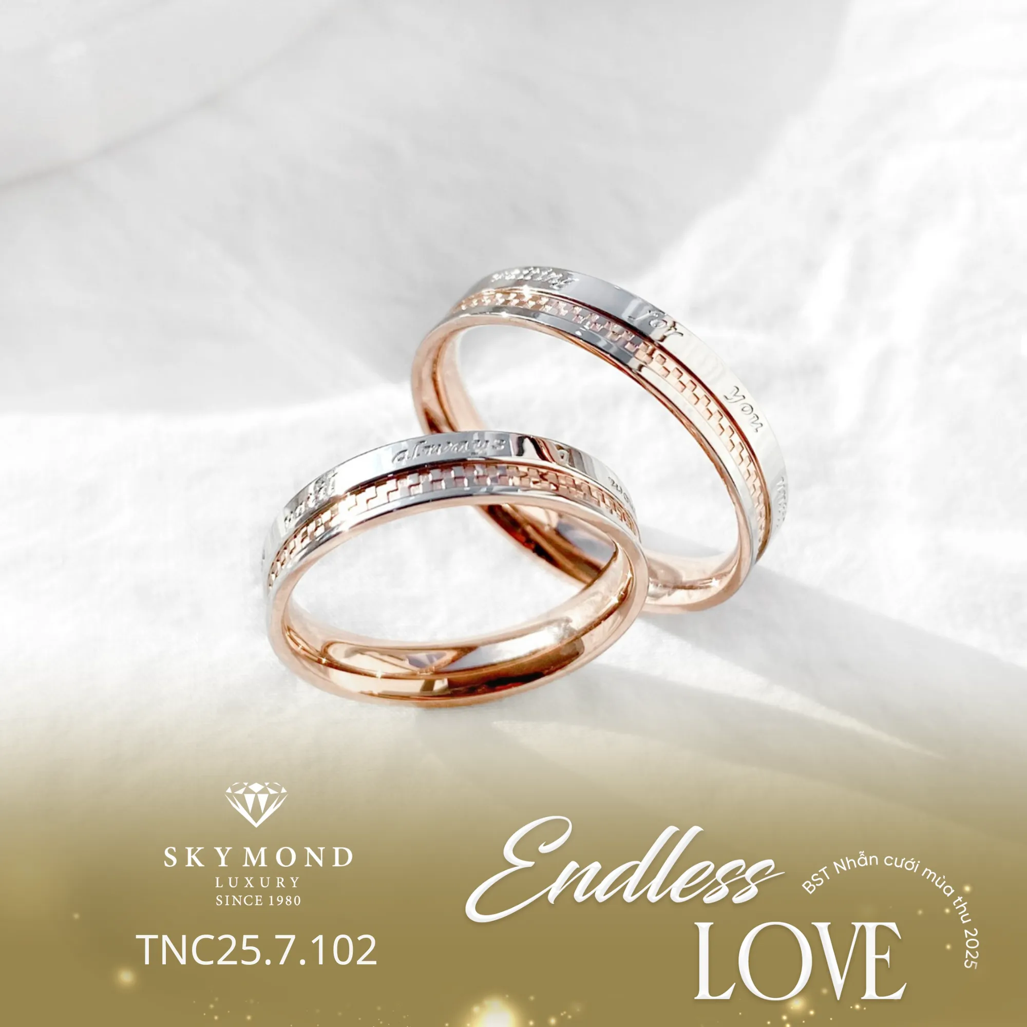 Nhẫn cưới vàng ghép phối màu: Khi vàng vàng và vàng trắng hội ngộ