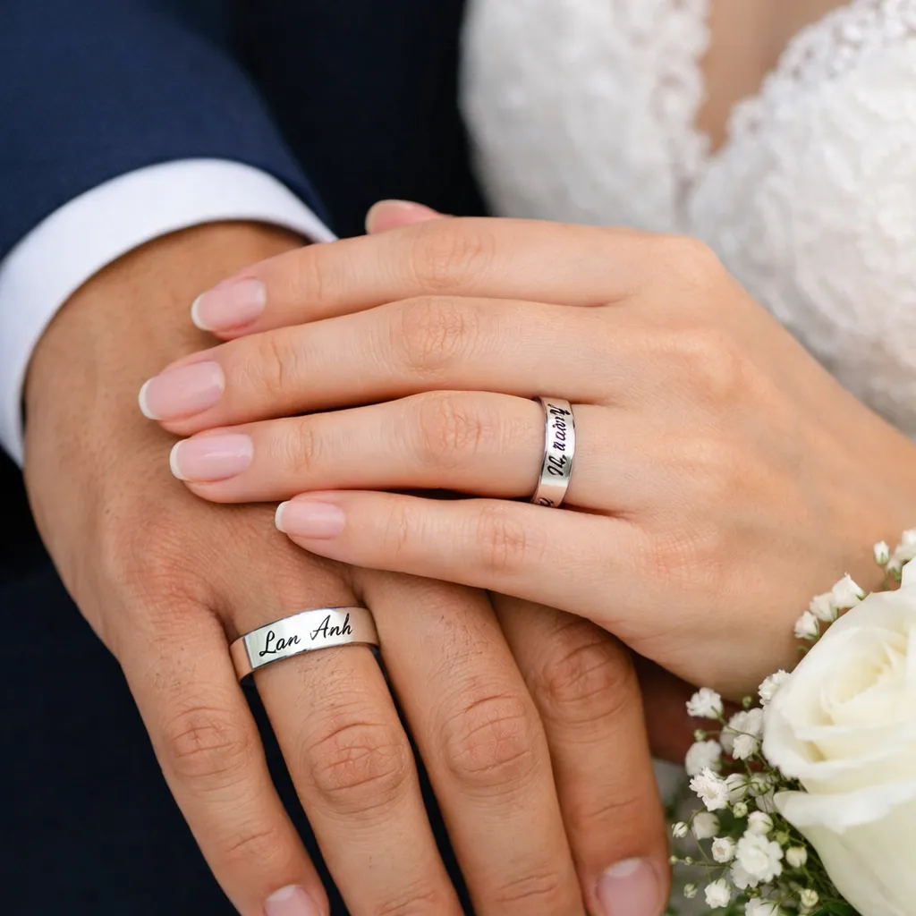 nhẫn cưới bạc mạ vàng