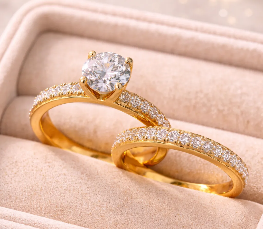 nhẫn cưới bạc s925 mạ v&agrave;ng 